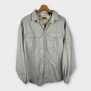 REI Mens size XL Long Sleeve Button Up Vented Nylon Shirt UPF50 Fishing Gray